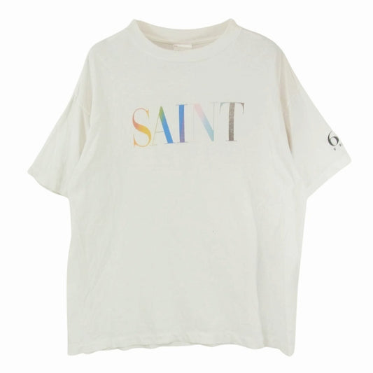 SAINT MICHAEL セントマイケル SM-YS1-0000-007 RAINBOW SAINT SS TEE レインボーセントロゴプリント 半袖 Tシャツ ホワイト系 M【中古】