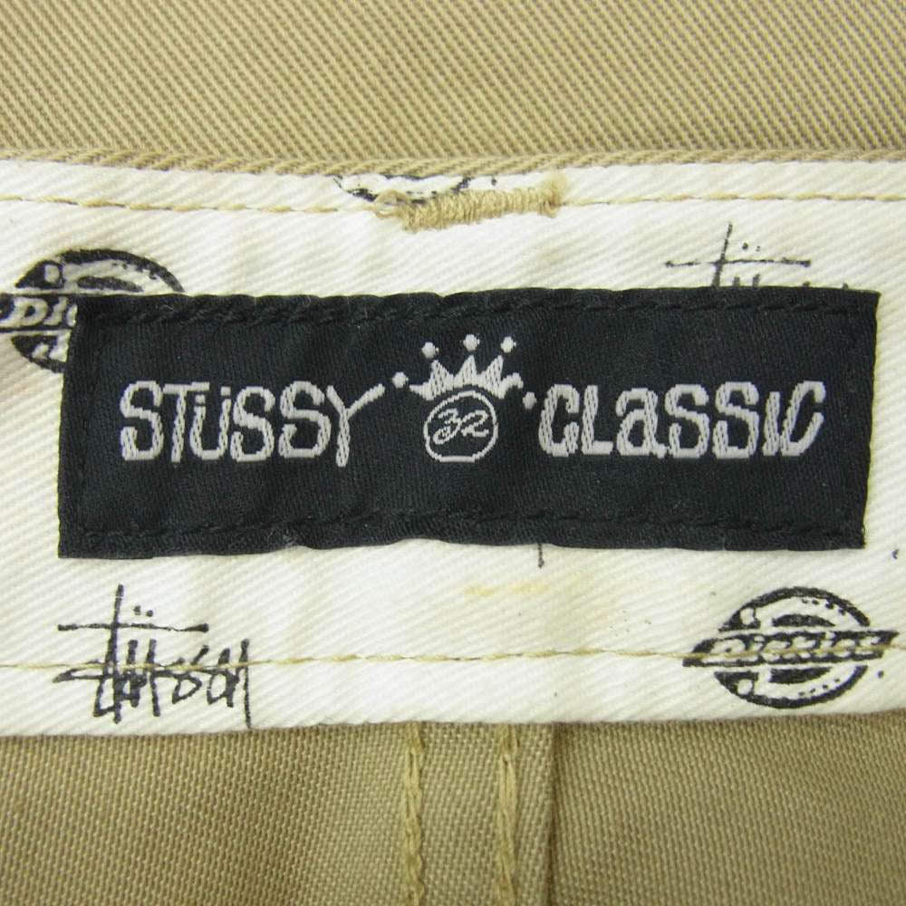 STUSSY ステューシー UXST12M × DICKIES ディッキーズ SS ロゴ刺繍 ストレート ワーク パンツ ベージュ系 32【中古】