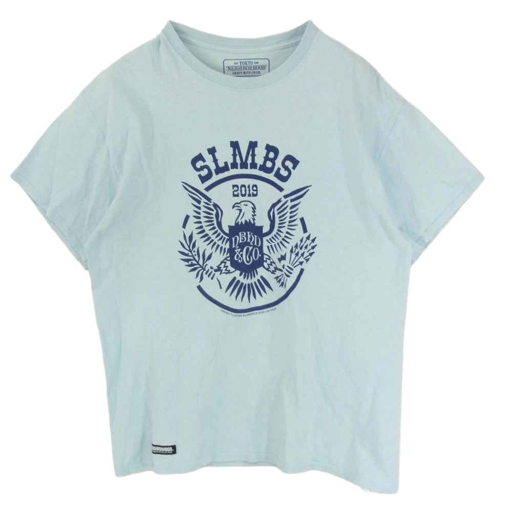 NEIGHBORHOOD ネイバーフッド 19SS 182LBFRN-STM01S × Fragment Design SLUMBERS/C-TEE SS フラグメント デザイン イーグル ロゴプリント ショートスリーブ 半袖 Tシャツ ライトブルー系 L【中古】