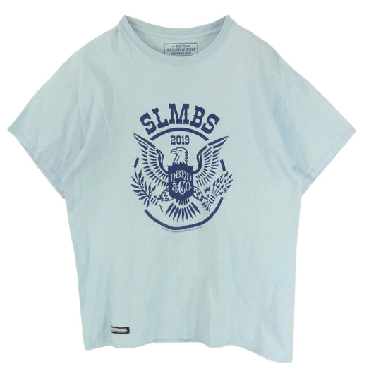 NEIGHBORHOOD ネイバーフッド 19SS 182LBFRN-STM01S × Fragment Design SLUMBERS/C-TEE SS フラグメント デザイン イーグル ロゴプリント ショートスリーブ 半袖 Tシャツ ライトブルー系 L【中古】