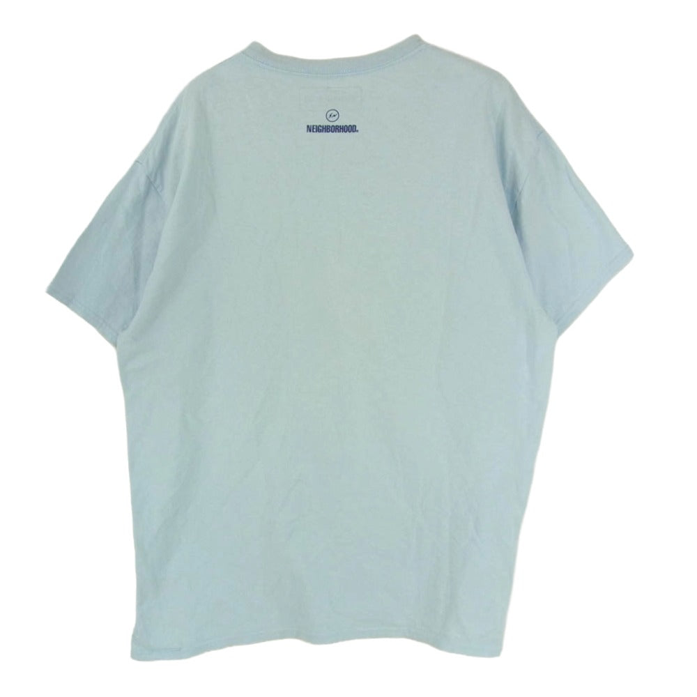 NEIGHBORHOOD ネイバーフッド 19SS 182LBFRN-STM01S × Fragment Design SLUMBERS/C-TEE SS フラグメント デザイン イーグル ロゴプリント ショートスリーブ 半袖 Tシャツ ライトブルー系 L【中古】