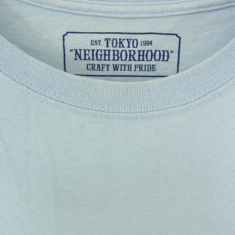 NEIGHBORHOOD ネイバーフッド 19SS 182LBFRN-STM01S × Fragment Design SLUMBERS/C-TEE SS フラグメント デザイン イーグル ロゴプリント ショートスリーブ 半袖 Tシャツ ライトブルー系 L【中古】