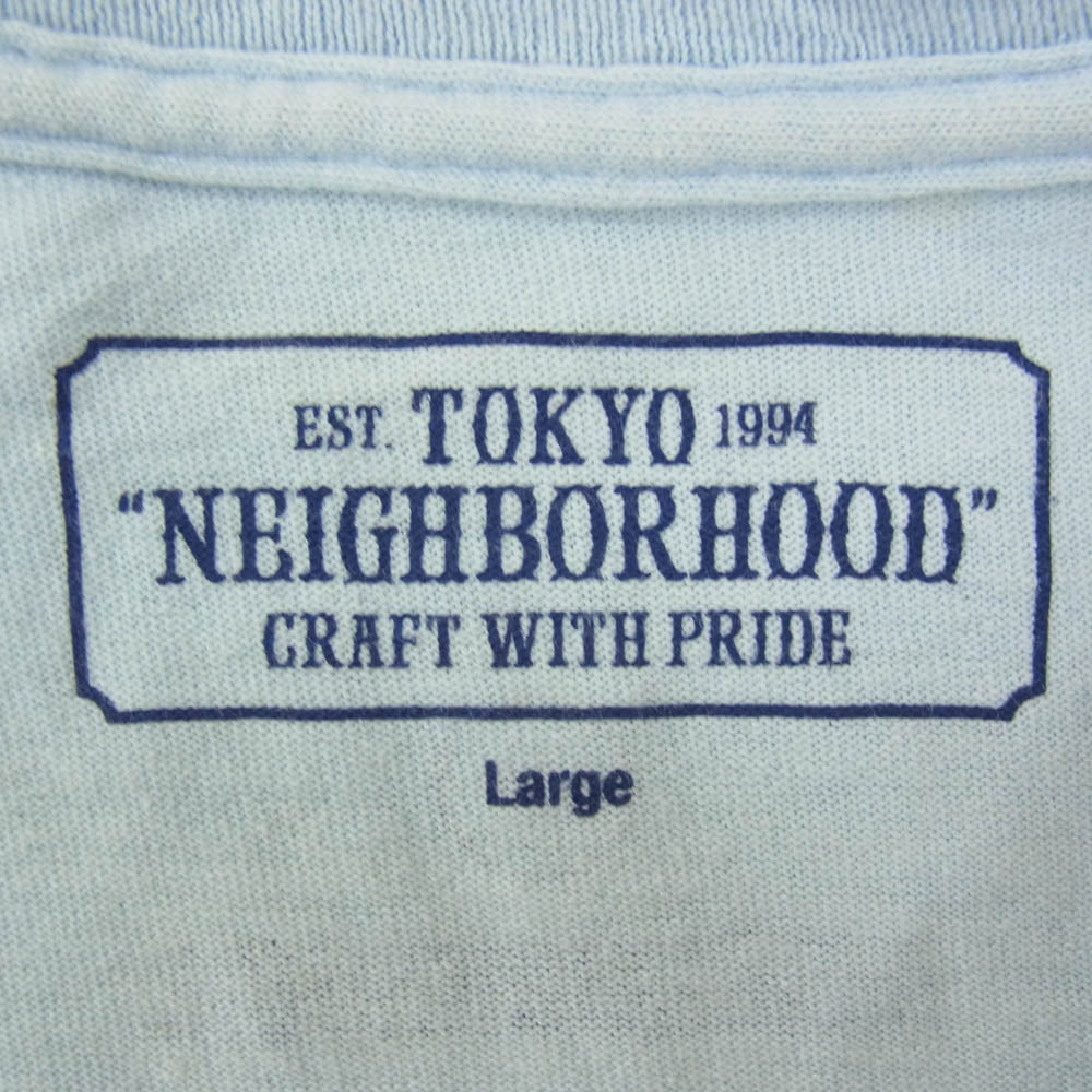 NEIGHBORHOOD ネイバーフッド 19SS 182LBFRN-STM01S × Fragment Design SLUMBERS/C-TEE SS フラグメント デザイン イーグル ロゴプリント ショートスリーブ 半袖 Tシャツ ライトブルー系 L【中古】