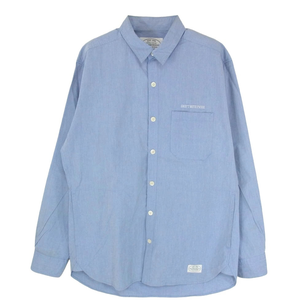 NEIGHBORHOOD ネイバーフッド 16AW 162MYNH-SHM01 CLASSIC WHITE C-SHIRT LS 刺繍 長袖 シャツ ブルー系 L【中古】
