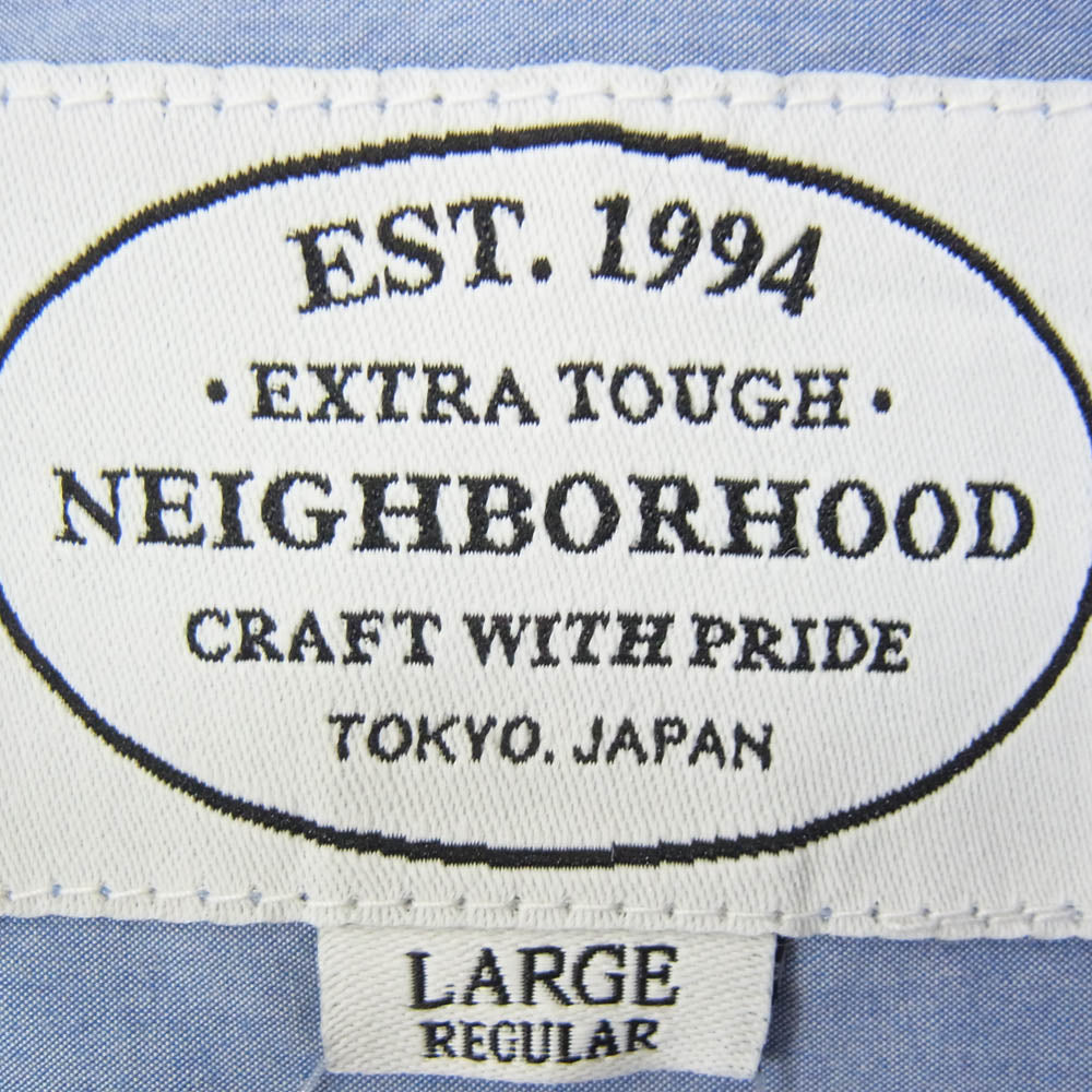 NEIGHBORHOOD ネイバーフッド 16AW 162MYNH-SHM01 CLASSIC WHITE C-SHIRT LS 刺繍 長袖 シャツ ブルー系 L【中古】