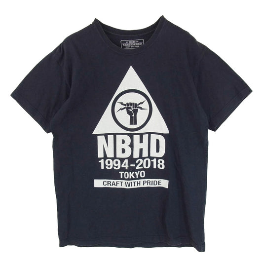 NEIGHBORHOOD ネイバーフッド 18SS NBHD / CTEE.SS ロゴプリント ショートスリーブ 半袖 Tシャツ ダークネイビー系 L【中古】