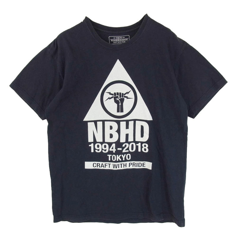 NEIGHBORHOOD ネイバーフッド 18SS NBHD / CTEE.SS ロゴプリント ショートスリーブ 半袖 Tシャツ ダークネイビー系 L【中古】