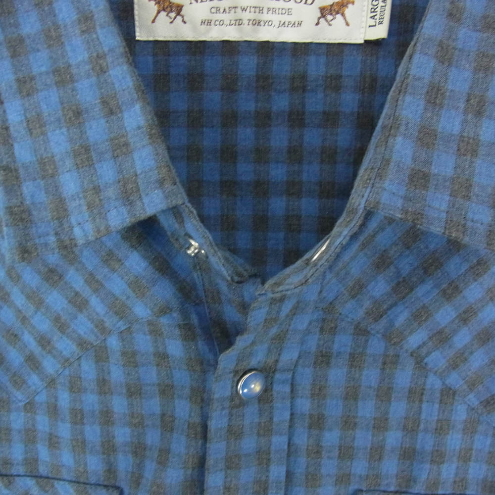 NEIGHBORHOOD ネイバーフッド 15SS 151BENH-SHM01 DEAD WOOD /C-SHIRT L.S コットン ウェスタン チェック 長袖 シャツ グレー系 ブルー系 L【中古】
