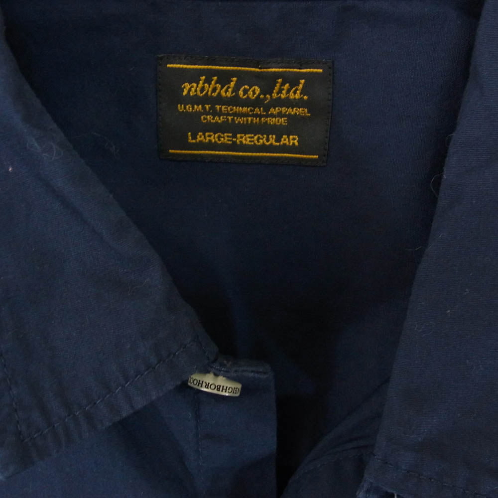 NEIGHBORHOOD ネイバーフッド 14SS 141BENH-SHM01 CLASSIC WHITE C-SHIRT.LS nh&co 刺繍 長袖 シャツ ネイビー系 L【中古】