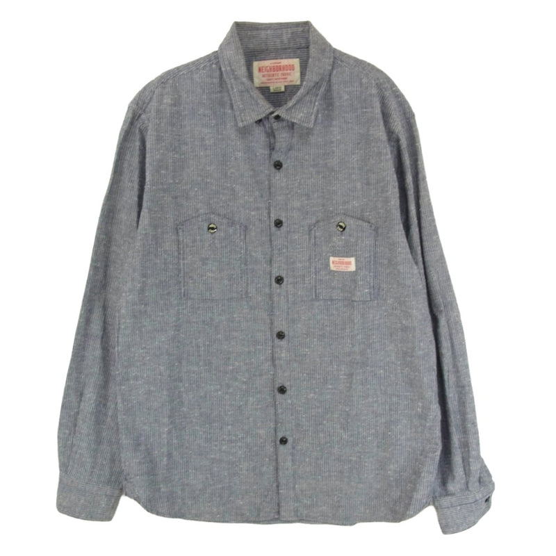 NEIGHBORHOOD ネイバーフッド 14SS 142BENH-SHM02 CLASSIC STRIPE / C-SHIRT .LS 長袖 シャツ ネイビー系 L【中古】