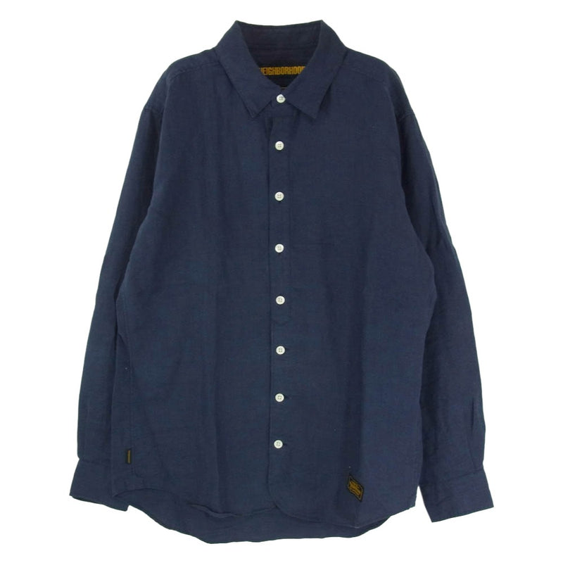 NEIGHBORHOOD ネイバーフッド 18SS 181BENH-SHM01 WHITE / L-SHIRT.LS 麻 リネン 100% 長袖 シャツ ネイビー系 L【中古】