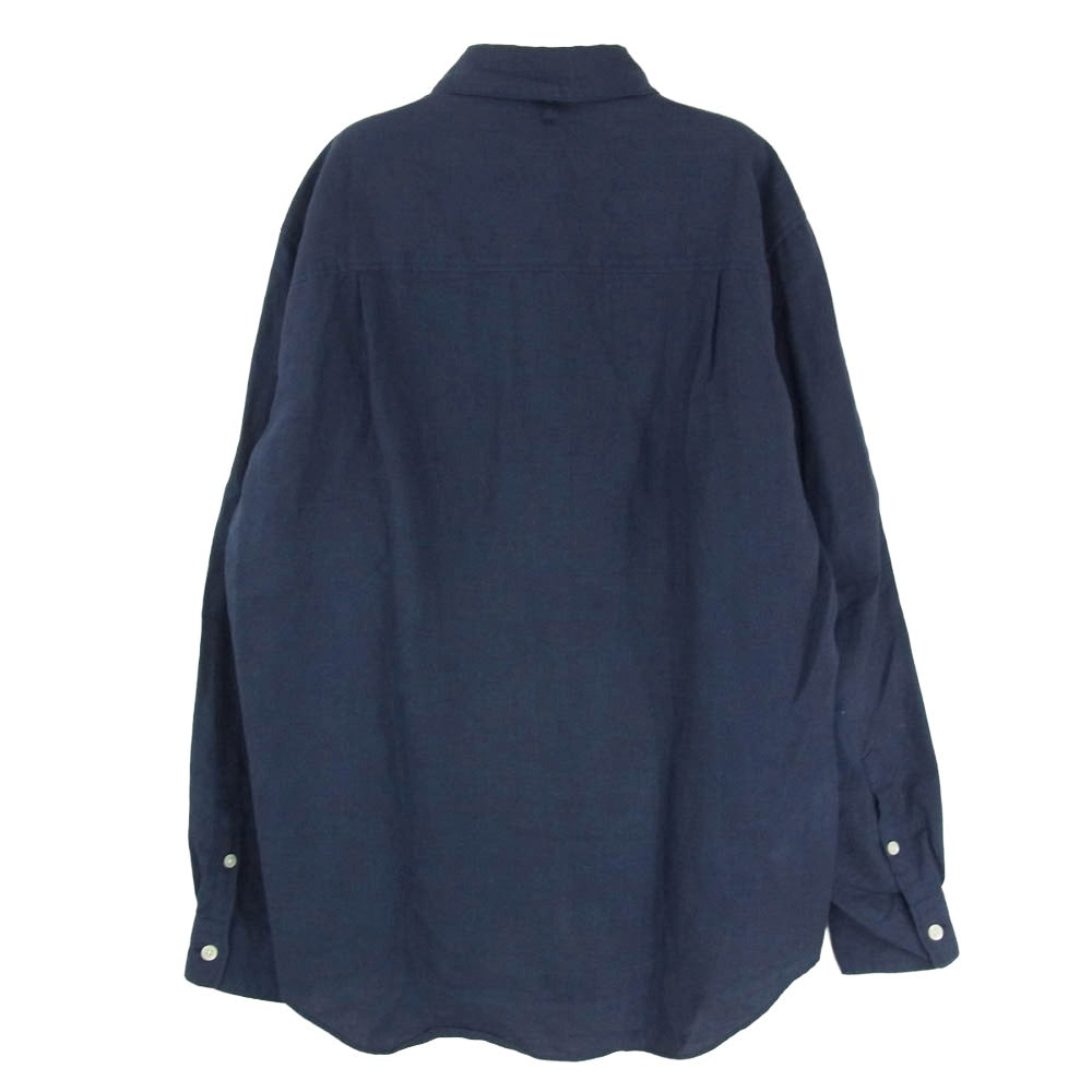 NEIGHBORHOOD ネイバーフッド 18SS 181BENH-SHM01 WHITE / L-SHIRT.LS 麻 リネン 100% 長袖 シャツ ネイビー系 L【中古】