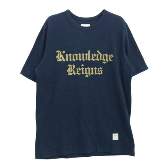 Supreme シュプリーム 13SS Knowledge Reigns T-shirts フロントプリント クルーネック 半袖 Tシャツ ネイビー系 L【中古】