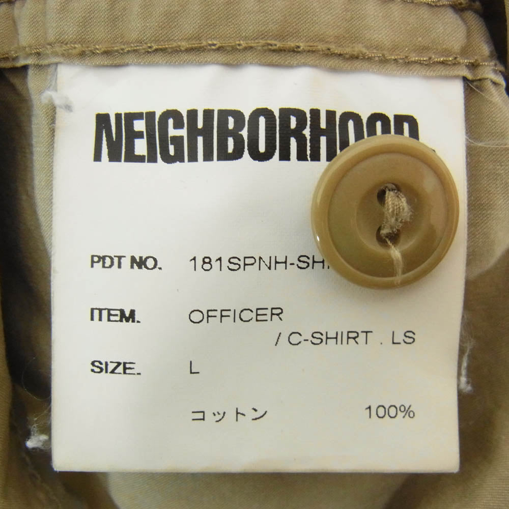 NEIGHBORHOOD ネイバーフッド 16SS 161SPNH-SHM03 TYPE NH - MM ロゴ プリント 長袖 シャツ ベージュ系 L【中古】