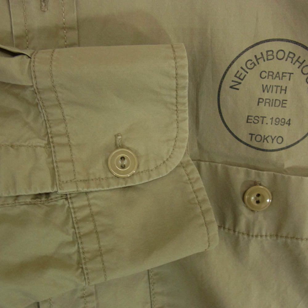 NEIGHBORHOOD ネイバーフッド 16SS 161SPNH-SHM03 TYPE NH - MM ロゴ プリント 長袖 シャツ ベージュ系 L【中古】
