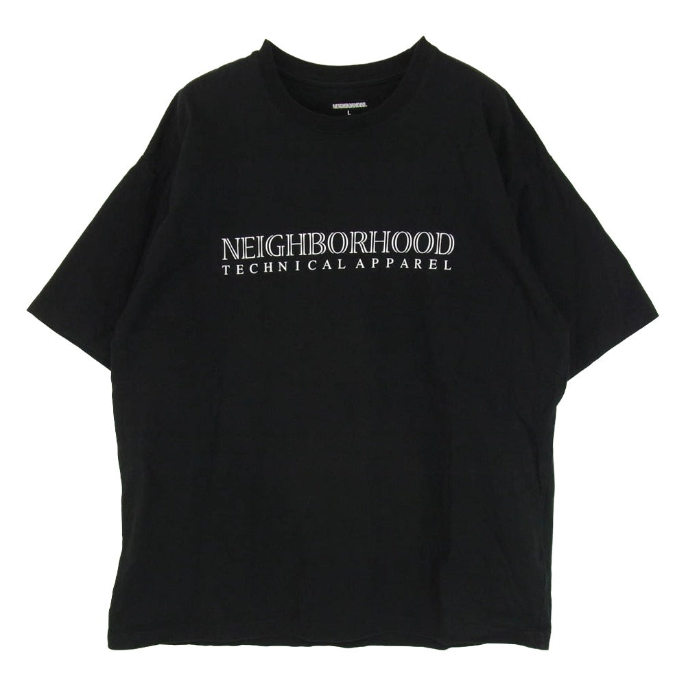 NEIGHBORHOOD ネイバーフッド 22SS 221PCNH-ST04 NH-4 C-TEE SS NEIGHBORHOOD TECHNICAL APPAREEL ロゴプリント クルーネック ショートスリーブ 半袖 Tシャツ ブラック系 L【中古】