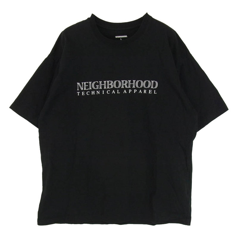 NEIGHBORHOOD ネイバーフッド 22SS 221PCNH-ST04 NH-4 C-TEE SS NEIGHBORHOOD TECHNICAL APPAREEL ロゴプリント クルーネック ショートスリーブ 半袖 Tシャツ ブラック系 L【中古】