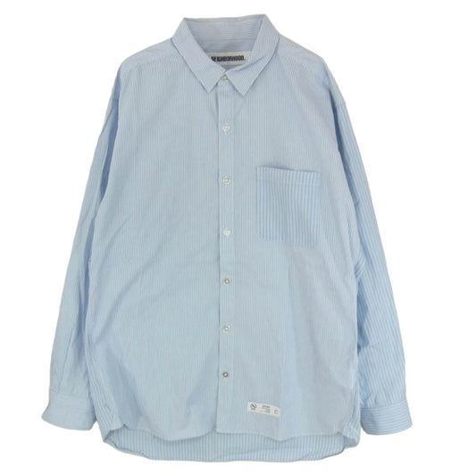 NEIGHBORHOOD ネイバーフッド 20SS 201BENH-SHM04 DESIGN-2 / C-SHIRT . LS 長袖 ストライプ シャツ ライトブルー系 L【中古】