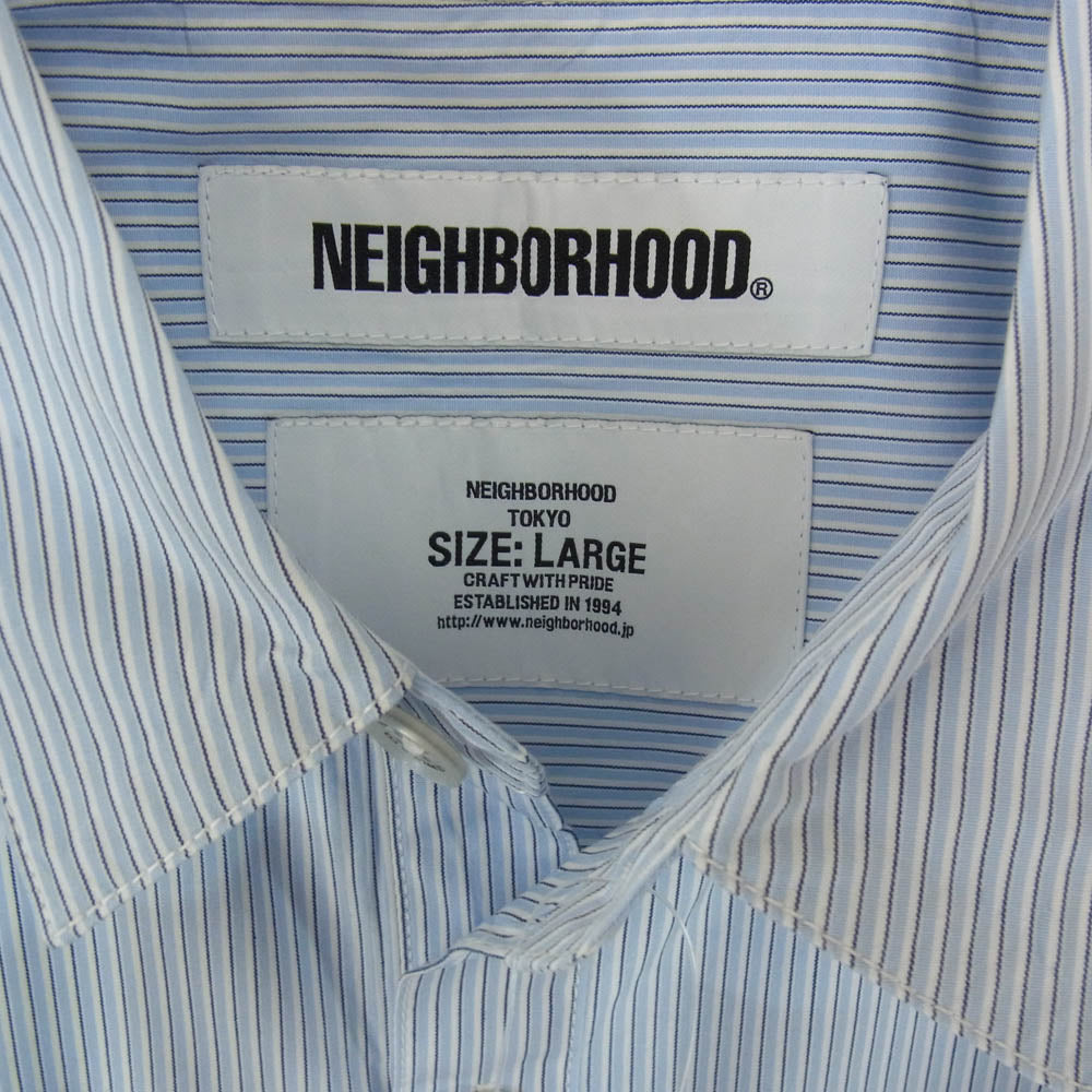 NEIGHBORHOOD ネイバーフッド 20SS 201BENH-SHM04 DESIGN-2 / C-SHIRT . LS 長袖 ストライプ シャツ ライトブルー系 L【中古】