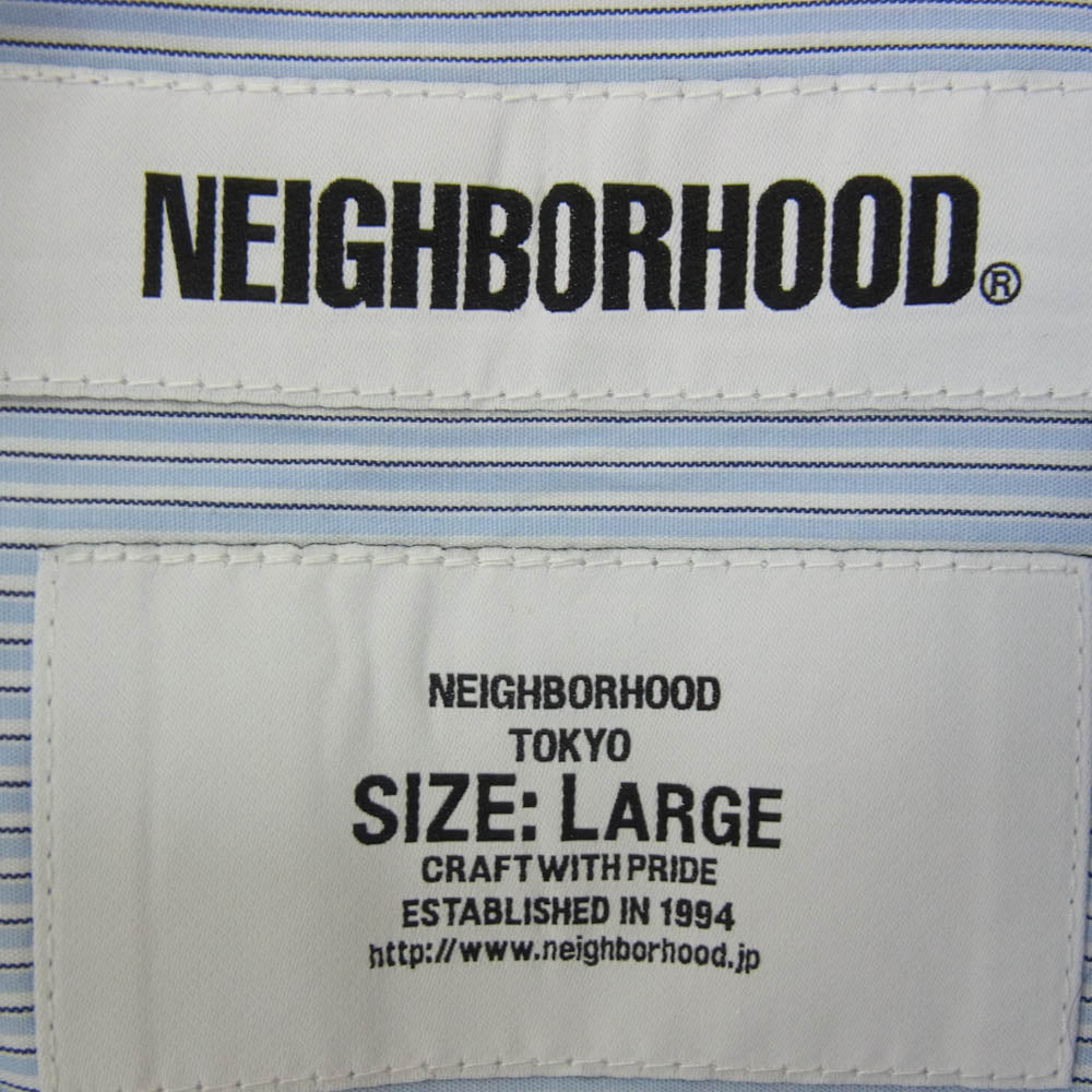 NEIGHBORHOOD ネイバーフッド 20SS 201BENH-SHM04 DESIGN-2 / C-SHIRT . LS 長袖 ストライプ シャツ ライトブルー系 L【中古】