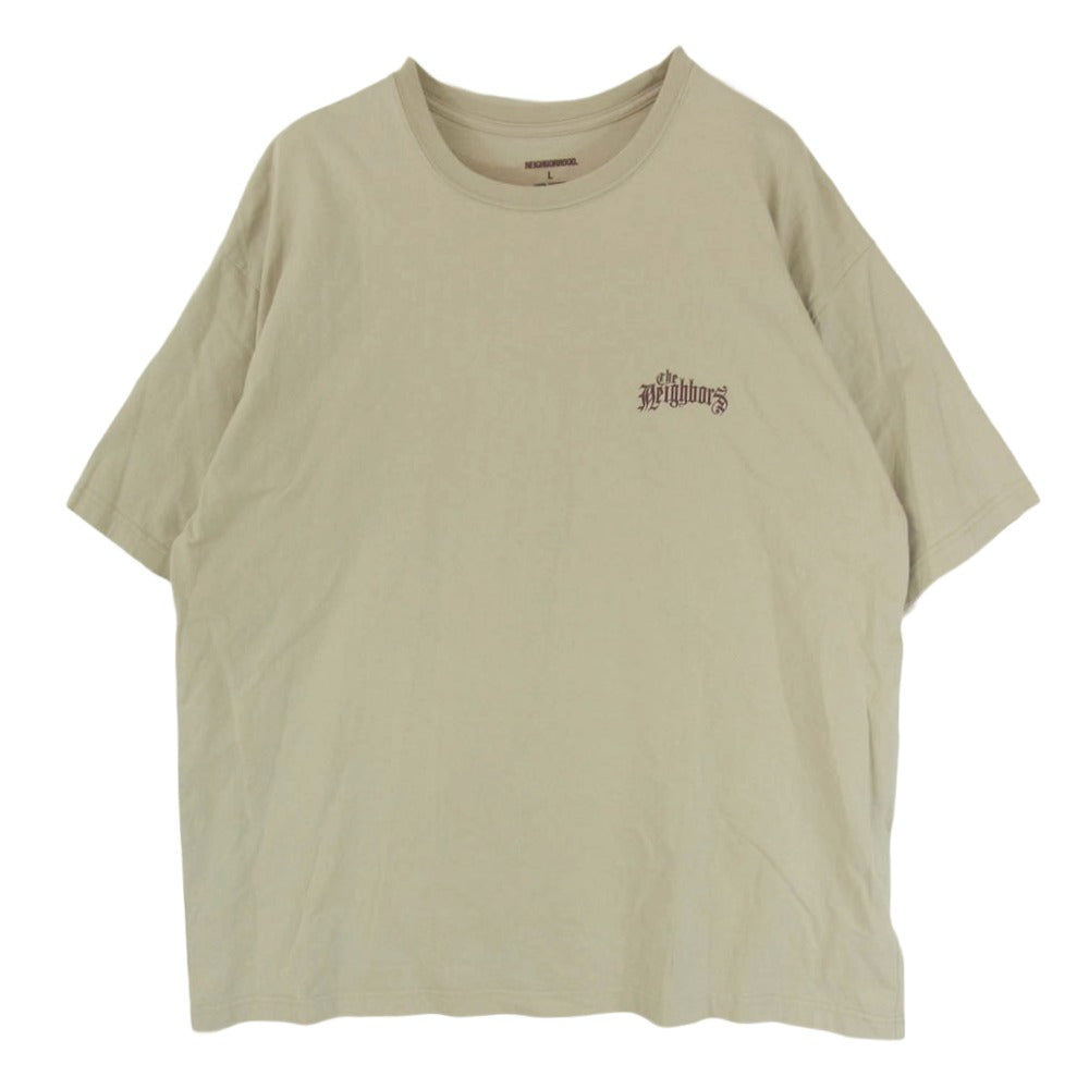 NEIGHBORHOOD ネイバーフッド 22SS 221PCNH-ST02 NH-2/C-TEE .SS THE NEIGHBORS ロゴプリント クルーネック ショートスリーブ 半袖 Tシャツ ベージュ系 L【中古】