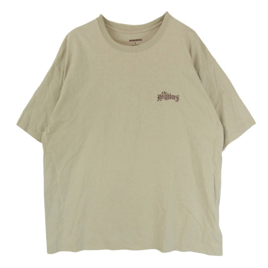 NEIGHBORHOOD ネイバーフッド 22SS 221PCNH-ST02 NH-2/C-TEE .SS THE NEIGHBORS ロゴプリント クルーネック ショートスリーブ 半袖 Tシャツ ベージュ系 L【中古】