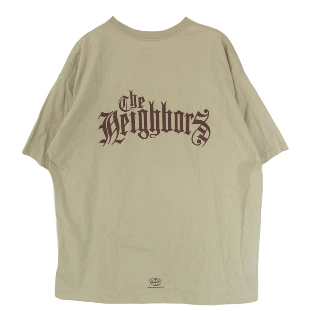 NEIGHBORHOOD ネイバーフッド 22SS 221PCNH-ST02 NH-2/C-TEE .SS THE NEIGHBORS ロゴプリント クルーネック ショートスリーブ 半袖 Tシャツ ベージュ系 L【中古】