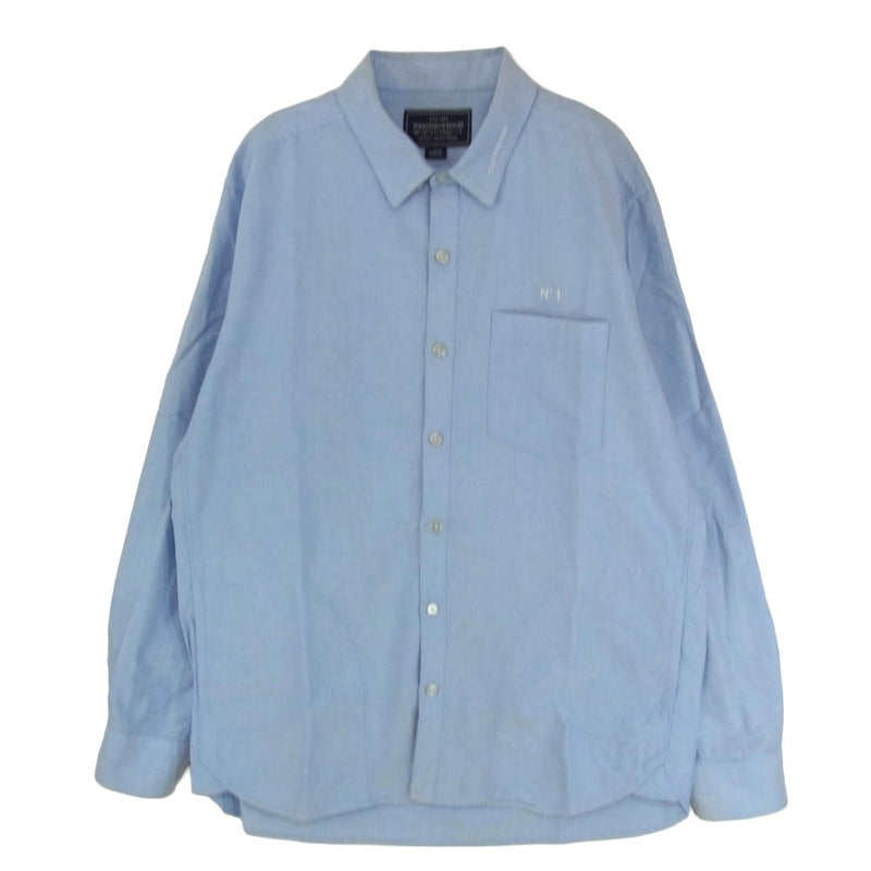 NEIGHBORHOOD ネイバーフッド 15SS 151TSNH-SHM03 NO.1 . OX 刺繍 オックスフォード ボタンダウン 長袖 シャツ ライトブルー系 L【中古】