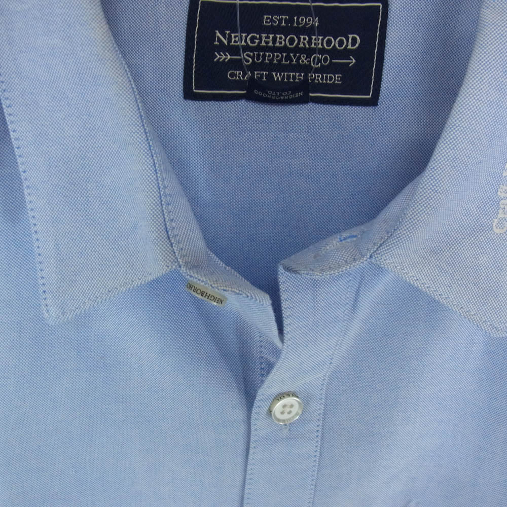 NEIGHBORHOOD ネイバーフッド 15SS 151TSNH-SHM03 NO.1 . OX 刺繍 オックスフォード ボタンダウン 長袖 シャツ ライトブルー系 L【中古】