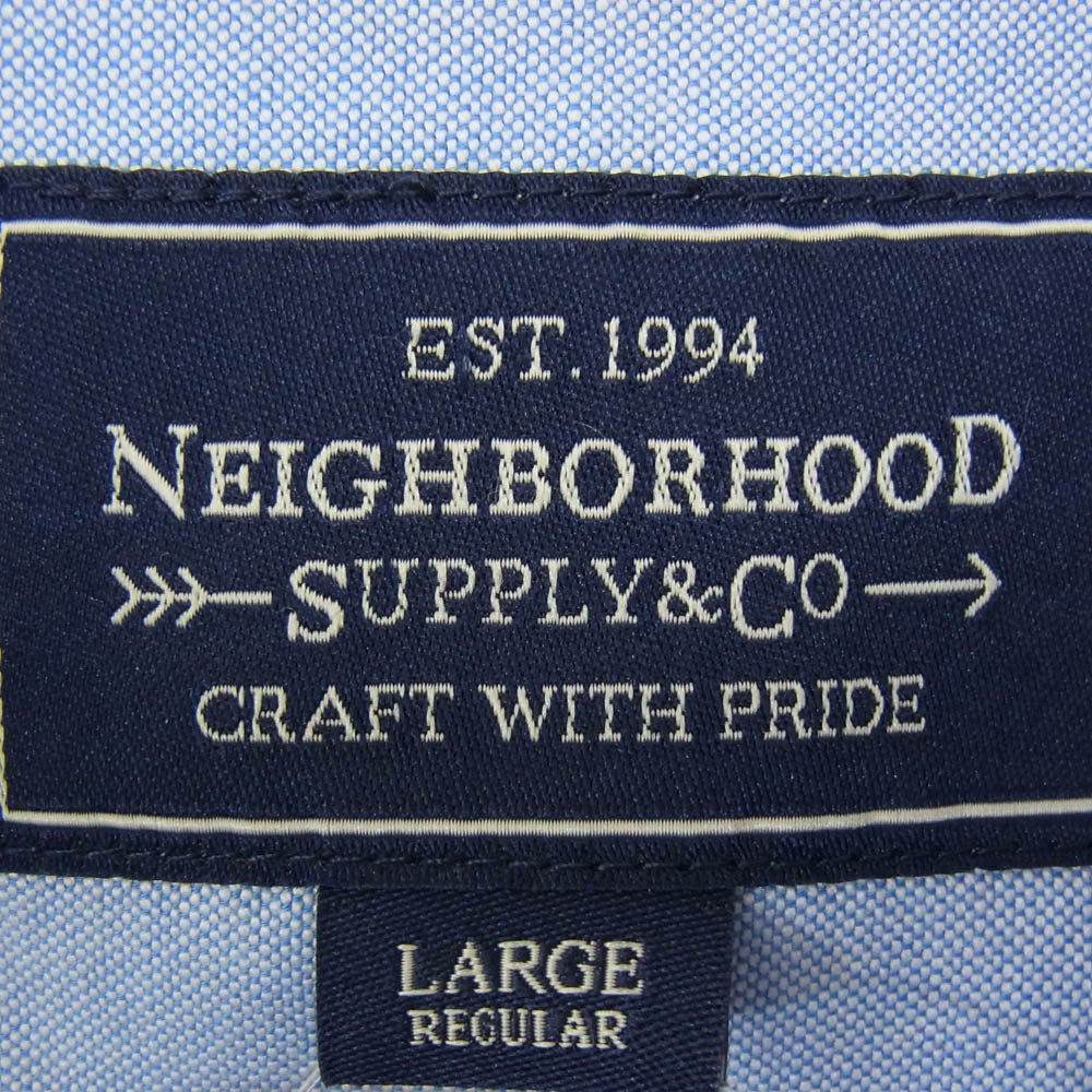NEIGHBORHOOD ネイバーフッド 15SS 151TSNH-SHM03 NO.1 . OX 刺繍 オックスフォード ボタンダウン 長袖 シャツ ライトブルー系 L【中古】