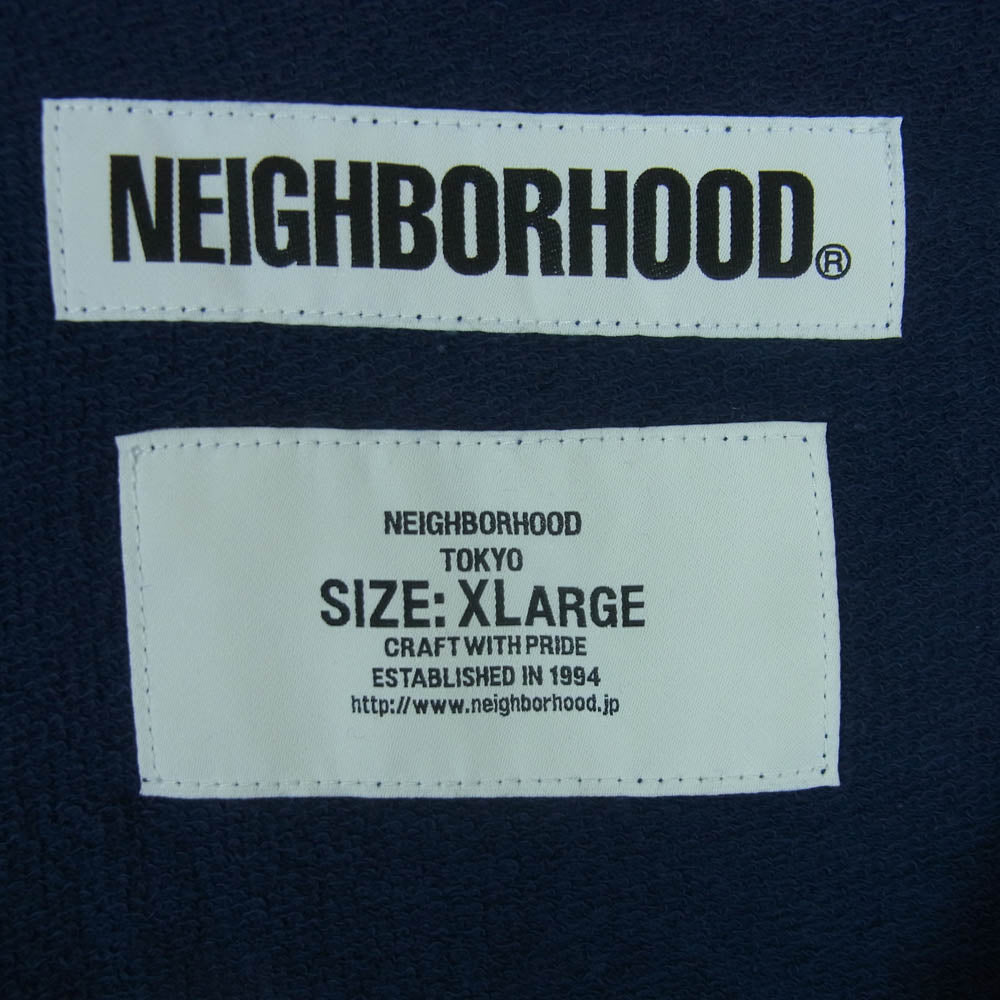 NEIGHBORHOOD ネイバーフッド 19SS 191MBNH-CSM06 NBHD.ABJAD/C-CREW.LS NBHD アラビアロゴ フロッキー プリント ロングスリーブ 長袖 カットソー ネイビー系 XL【中古】