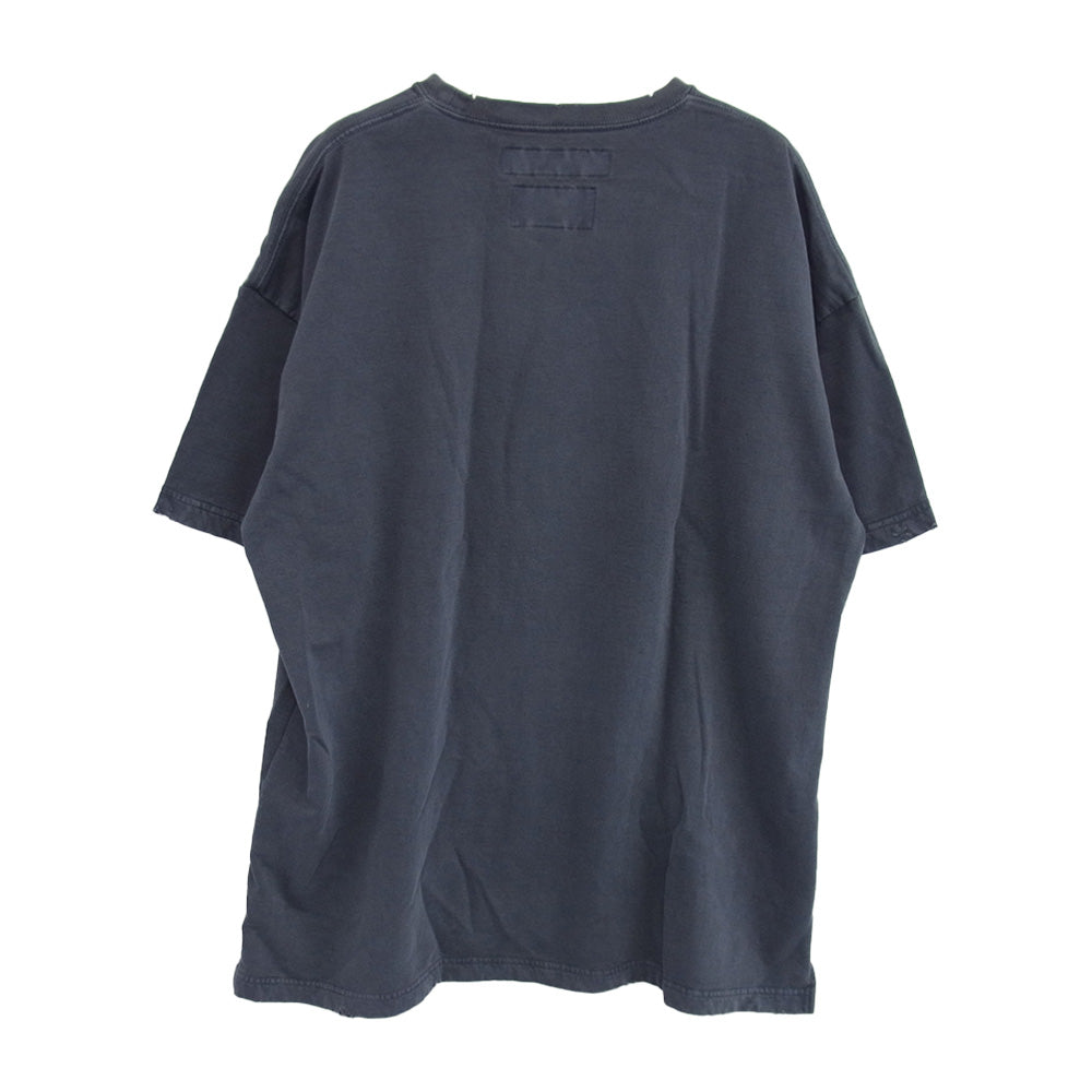 NEIGHBORHOOD ネイバーフッド 19AW 192FPNH-CSM01S SAVAGE.SQD/C-CREW.SS サベージ ダメージ加工 ロゴ刺繍 クルーネック 半袖 カットソー ブルー グレー系 L【中古】