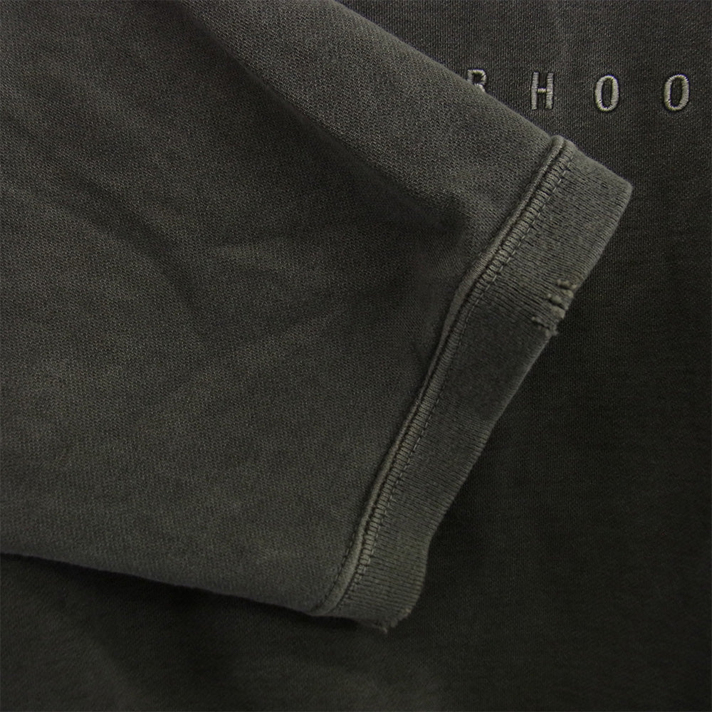 NEIGHBORHOOD ネイバーフッド 19AW 192FPNH-CSM02S SAVAGE.SQD/C-CREW.LS サベージ ダメージ加工 ロゴ刺繍 クルーネック 長袖 カットソー ブラック グレー系 L【中古】