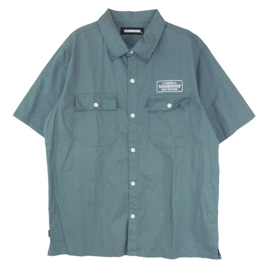 NEIGHBORHOOD ネイバーフッド 21SS 211TSNH-SHM02 CLASSIC WORK/C-SHIRT.SS クラシック ワーク シャツ ロゴプリント ショートスリーブ 半袖 シャツ グレー系 L【中古】