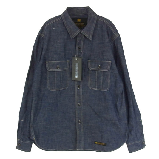 NEIGHBORHOOD ネイバーフッド 16AW 162BENH-SHM01 U.S.N C-SHIRT.LS ８oz 13猫目 ボタン デニム 長袖 シャツ インディゴブルー系 L【中古】