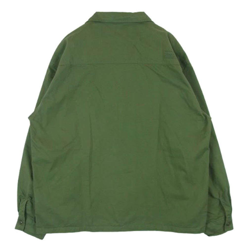 NEIGHBORHOOD ネイバーフッド 24AW 241TSNH-SHM09 BDU SHIRT LS NBHSD ロゴプリント ネップバックチノ 長袖 ミリタリー シャツ グリーン系 L【中古】