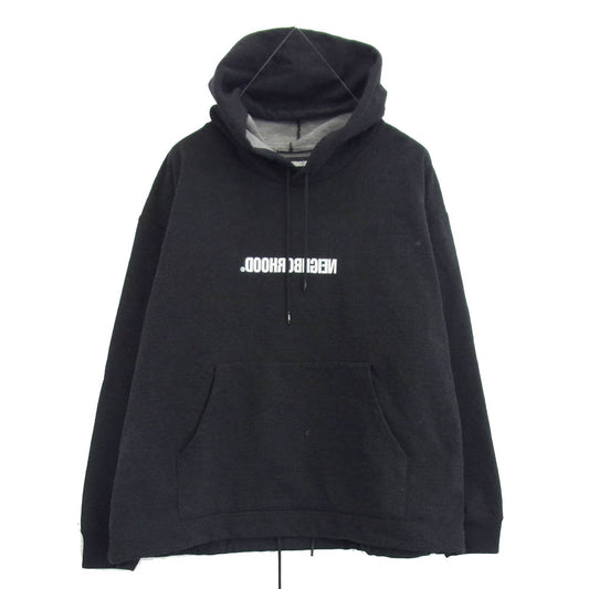 NEIGHBORHOOD ネイバーフッド 20AW 202FPNH-CSM04 NYCO / NC-HOODED 反転ロゴ プリント クルーネック スウェット ブラック系 L【中古】