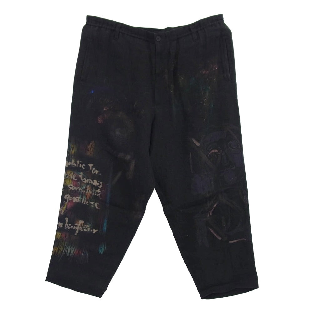 Yohji Yamamoto ヨウジヤマモト 20SS HN-P18-803 朝倉優佳 LOOK5 アシンメトリーPK・P グラフィックペイント パンツ ブラック系 マルチカラー系 2【中古】