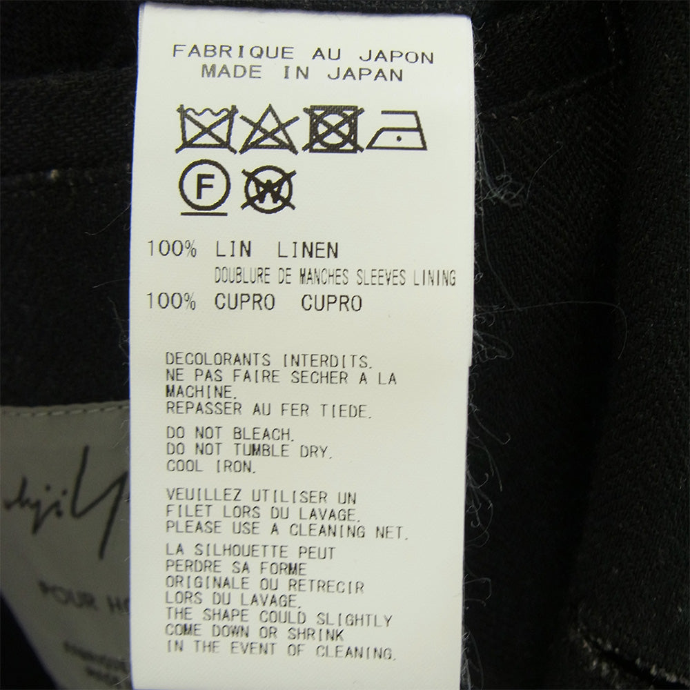 Yohji Yamamoto ヨウジヤマモト 20SS HN-J69-313 朝倉優佳 右身柄JKT テーラード ジャケット ブラック系 2【中古】