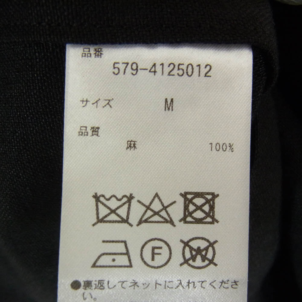 MARGARET HOWELL マーガレットハウエル 579-4125012 リネン ダブルジップ ワークベスト ブラック系 M【美品】【中古】