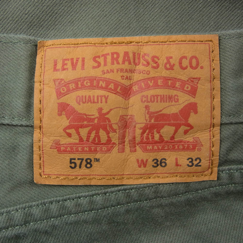 Levi's リーバイス 578 BAGGY DENIM 5ポケット ジップフライ テーパード ワイド デニム パンツ カーキ系 W36L32【中古】