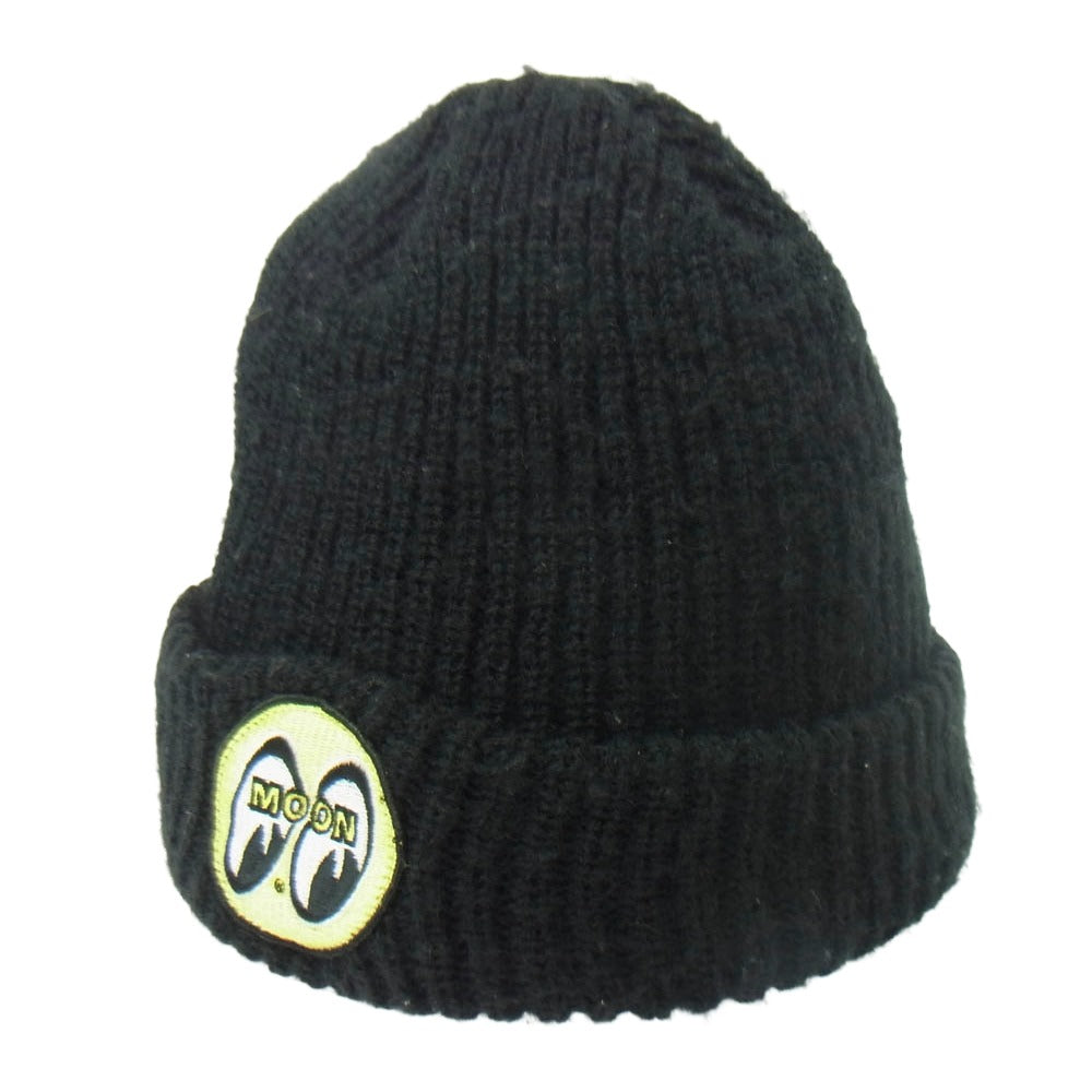 STUSSY ステューシー × MOON EYES ムーンアイズ BEANIE 刺繍 ワッペン ビーニー ブラック系【中古】
