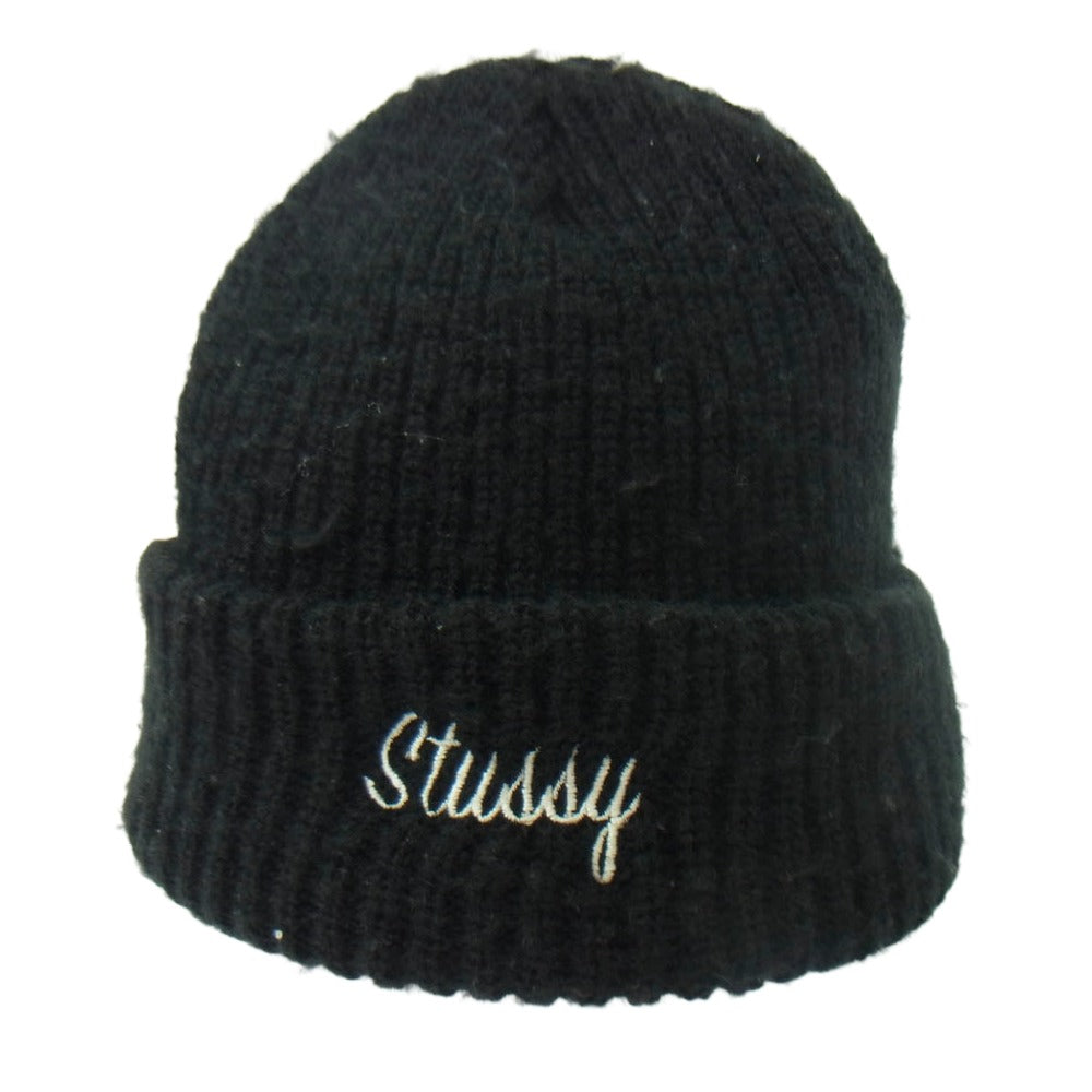 STUSSY ステューシー × MOON EYES ムーンアイズ BEANIE 刺繍 ワッペン ビーニー ブラック系【中古】