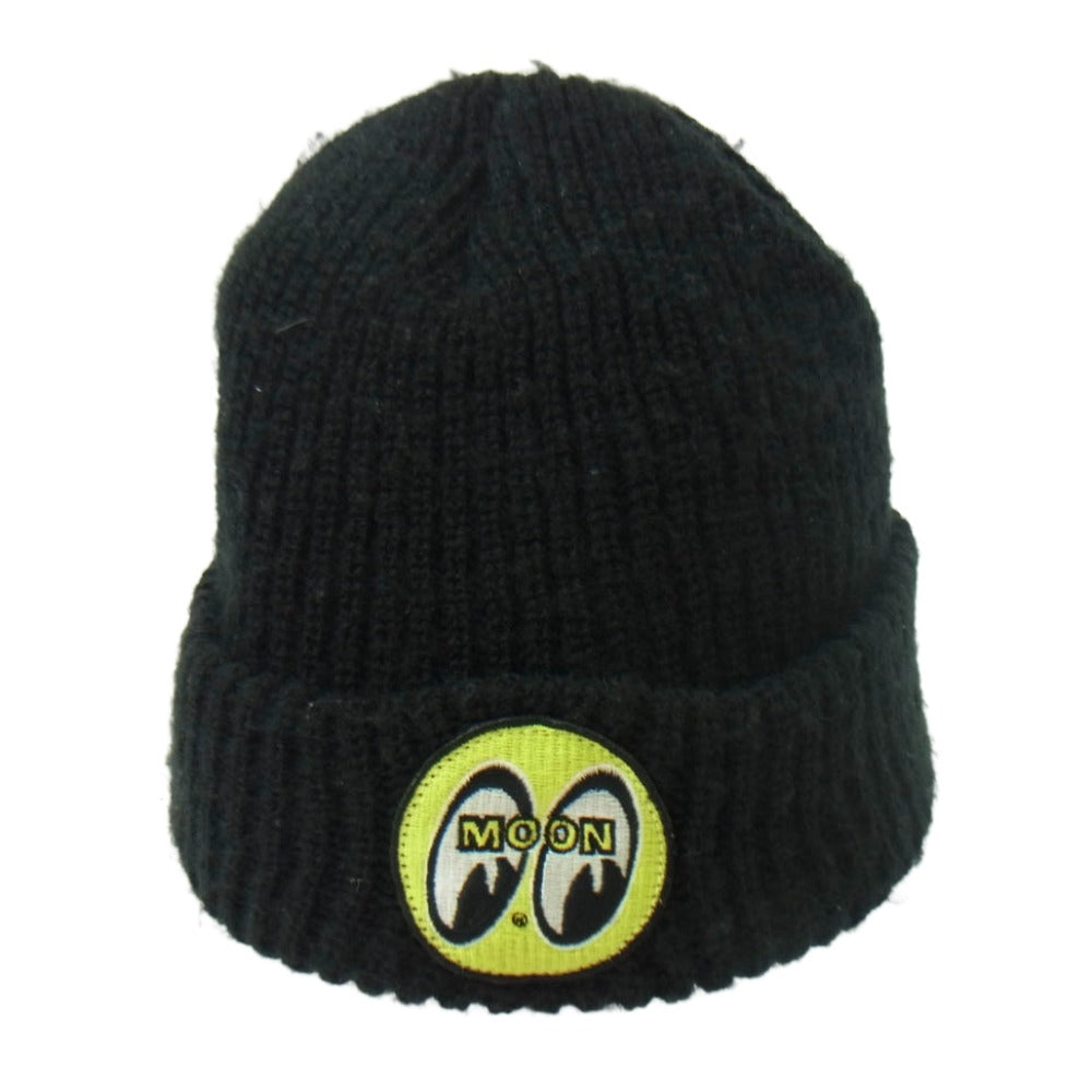 STUSSY ステューシー × MOON EYES ムーンアイズ BEANIE 刺繍 ワッペン ビーニー ブラック系【中古】