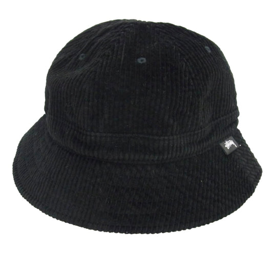 STUSSY ステューシー ストックロゴ ピスタグ付 コーデュロイ バケット ハット ブラック系 L/XL【中古】