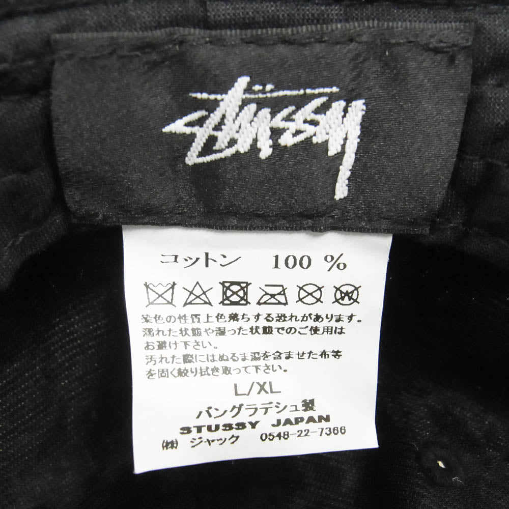 STUSSY ステューシー ストックロゴ ピスタグ付 コーデュロイ バケット ハット ブラック系 L/XL【中古】