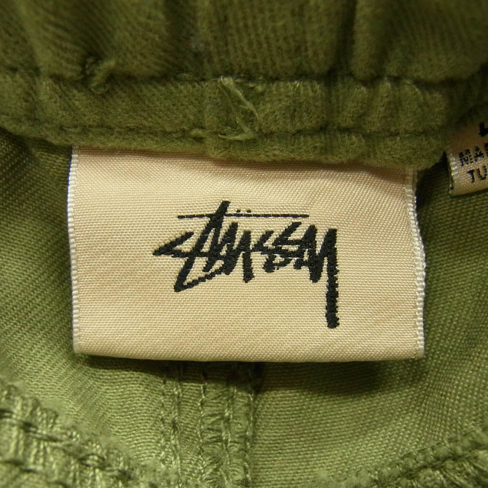 STUSSY ステューシー ストックロゴ ピスネームタグ コットン イージー パンツ ライトグリーン系 L【中古】