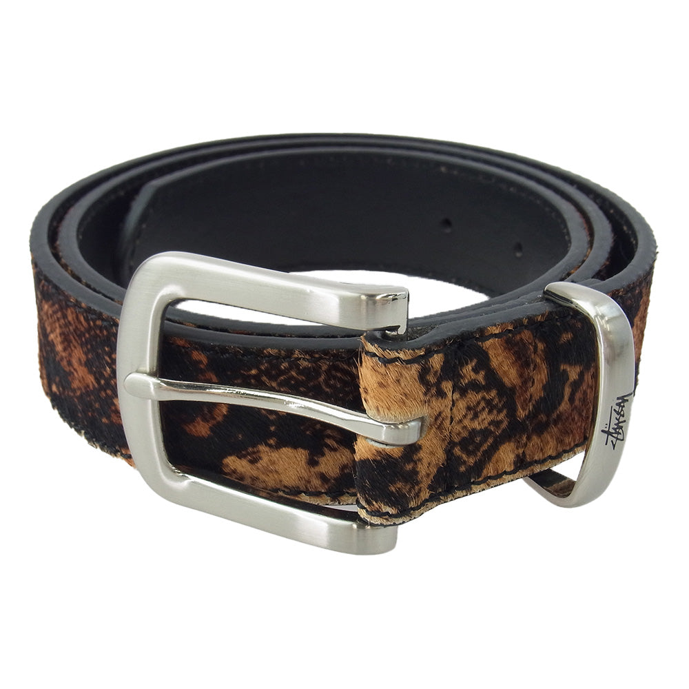 STUSSY ステューシー 135183 ANIMAL PRINT DRESS BELT PYTHON アニマル プリント ドレス ベルト ブラック系 ブラウン系 S/M【中古】