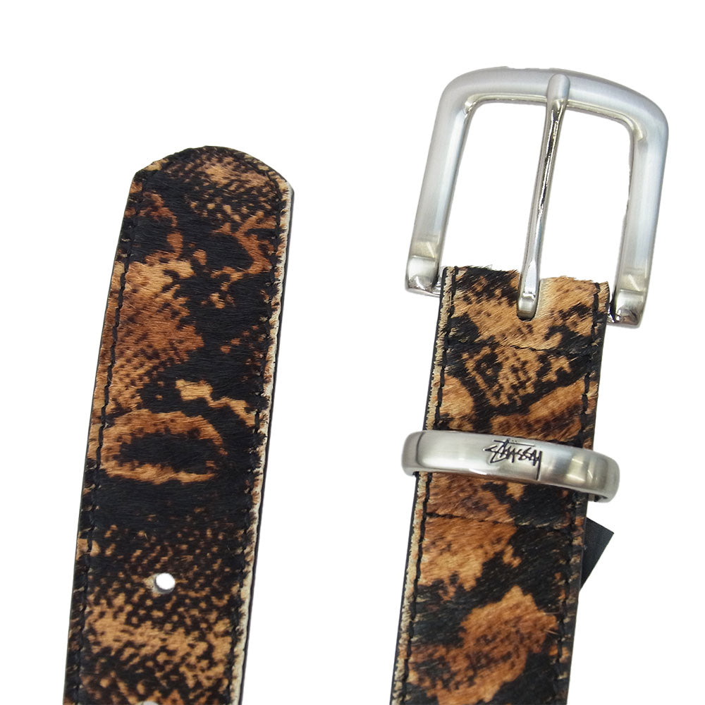 STUSSY ステューシー 135183 ANIMAL PRINT DRESS BELT PYTHON アニマル プリント ドレス ベルト ブラック系 ブラウン系 S/M【中古】