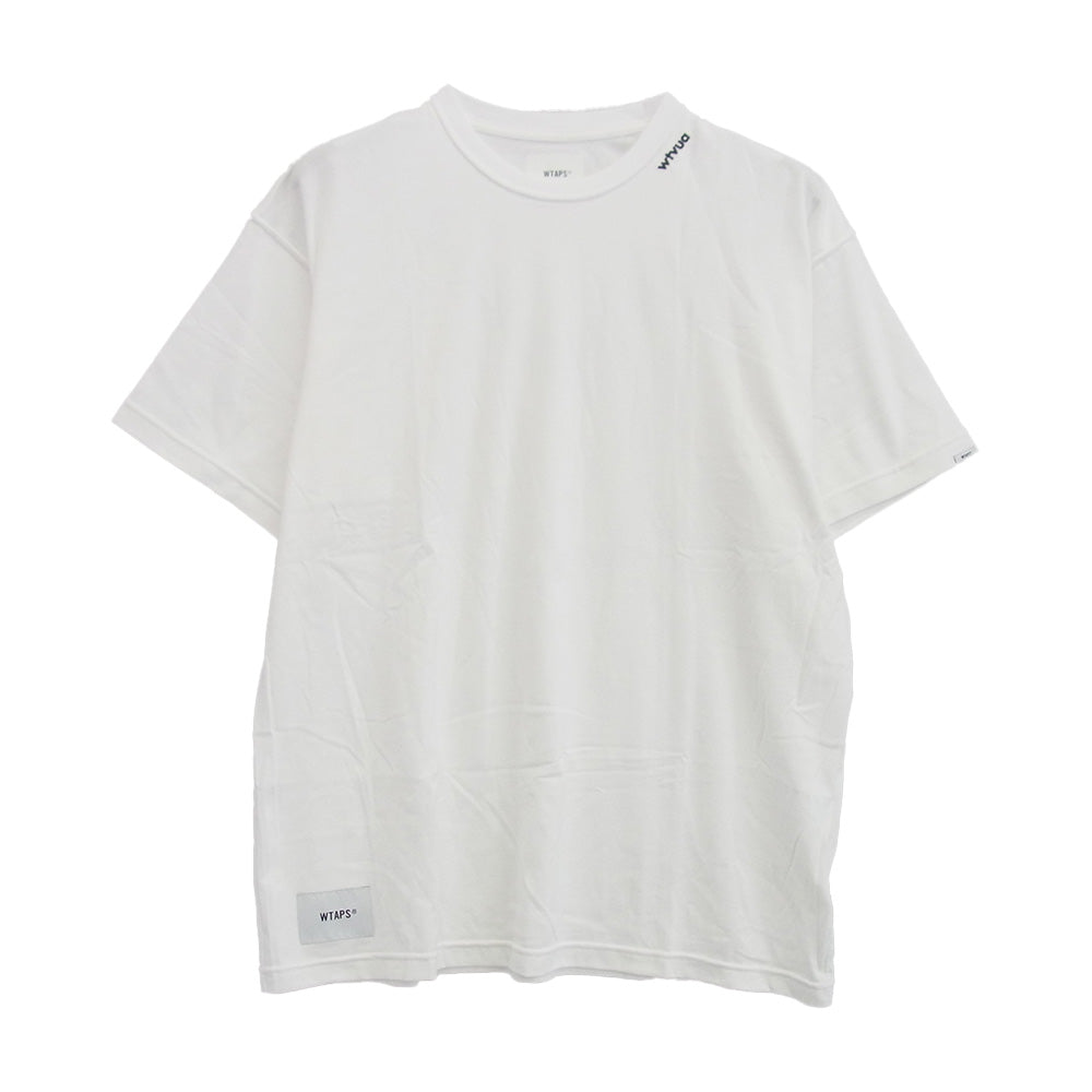 WTAPS ダブルタップス 23SS 231ATDT-CSM33 WTVUA / SS / COTTON wtvua ネックロゴ 刺繍 半袖 Ｔシャツ ホワイト ホワイト系 03【中古】